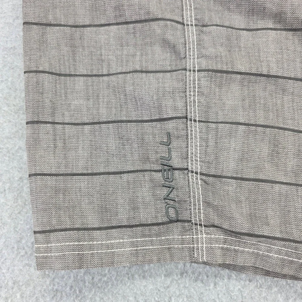 O'Neill Hybrid Board‎ Shorts Men's Size 40 Gray Stripe Stretch Performance Swim